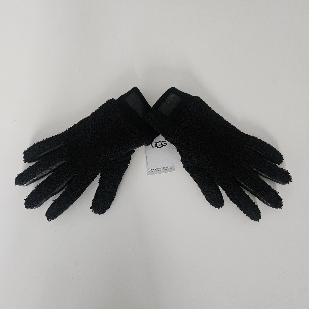 NWT UGG Faux Fur Lined Leather Gloves- Black